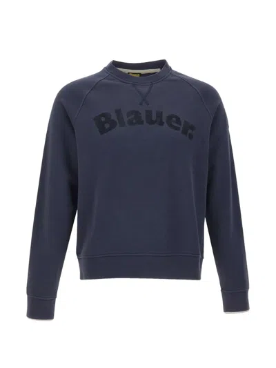 Blauer Logo-print Raglan-sleeve Sweater In Blue