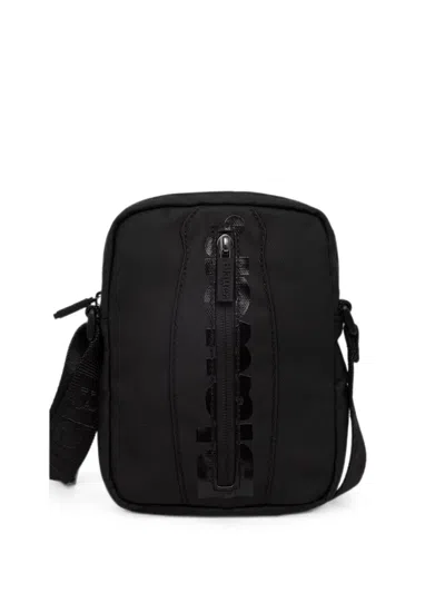 Blauer Logo-print Zip-fastening Messenger Bag In Black