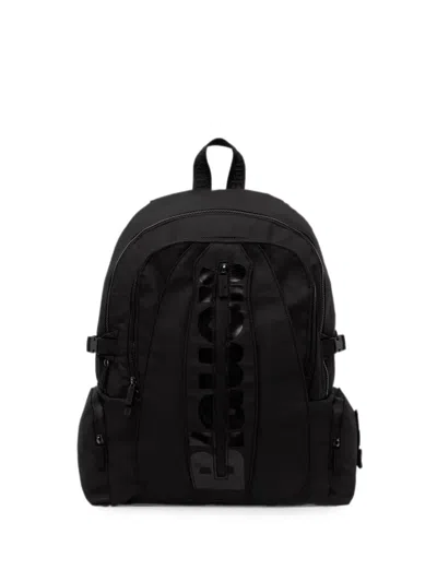 Blauer Logo-print Zip-pocket Backpack In Black