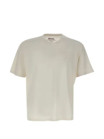 Blauer Logo-shield Crew-neck T-shirt In Neutral