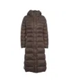 Blauer Long Quilted Down Coat With Fixed Hood And Elegant Silhouette In Gray