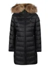 Blauer Long Quilted Down Jacket With Removable Raccoon Fur Trim In Black