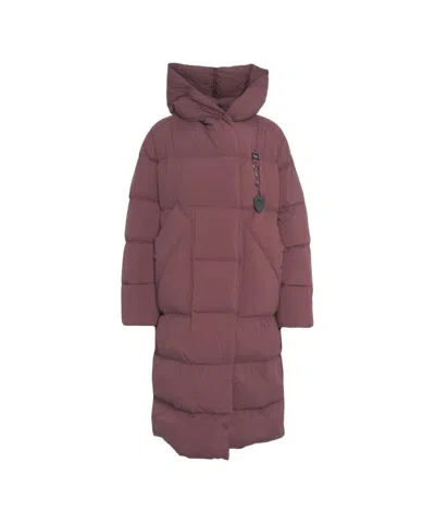 Blauer Long Quilted Puffer Coat With Cozy Hood And Maxi Length In Purple