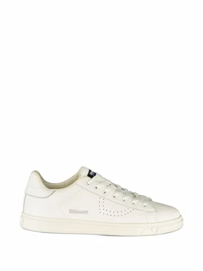 Blauer Lowell Perforated Logo-print Sneakers In White
