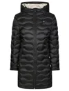 Blauer Lyne Long Quilted Hooded Jacket In Black