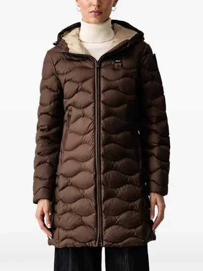 Blauer Lyne Quilted Hooded Jacket In Brown