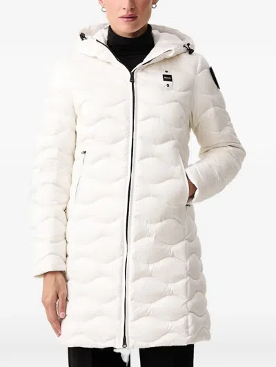 Blauer Lyne Wave-quilted Hooded Jacket In White