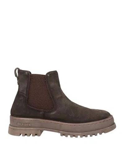 Blauer . Man Ankle Boots Dark Brown Size 9 Leather
