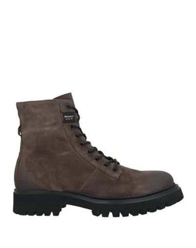 Blauer Man Ankle Boots Khaki Size 12 Leather In Beige