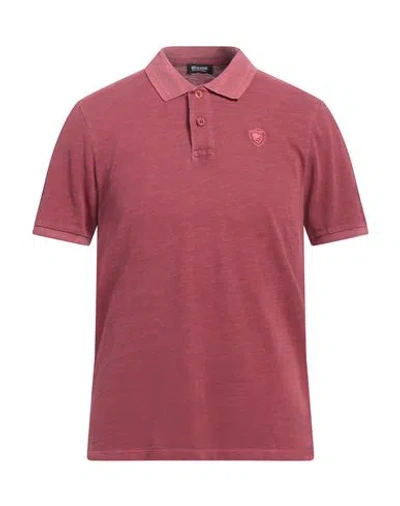 Blauer Man Polo Shirt Burgundy Size M Cotton In Red