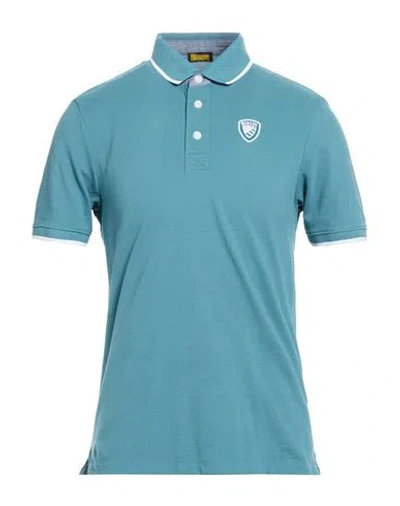 Blauer . Man Polo Shirt Deep Teal Size S Cotton In Blue