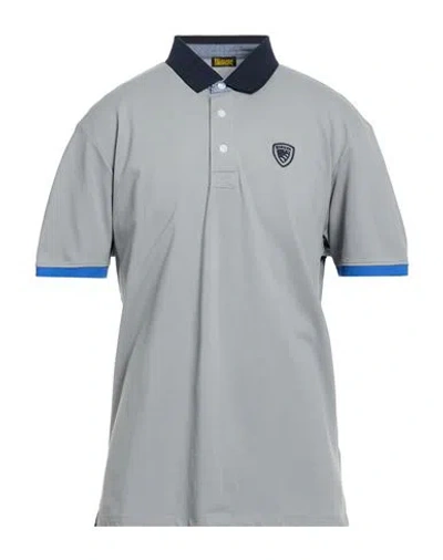 Blauer . Man Polo Shirt Grey Size 3xl Cotton, Elastane In Gray