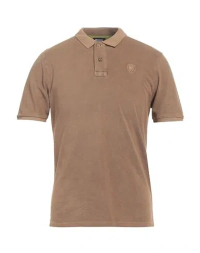 Blauer Man Polo Shirt Khaki Size M Cotton In Beige