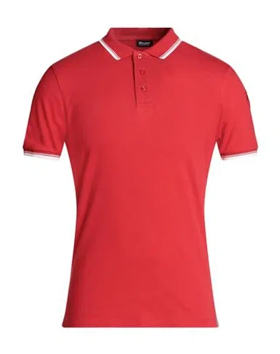 Blauer Man Polo Shirt Red Size S Cotton, Elastane
