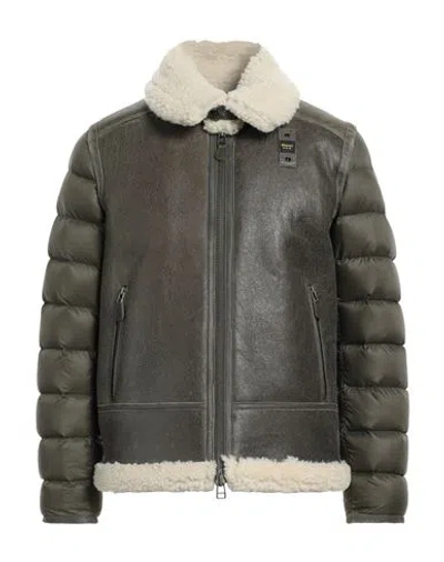 Blauer Man Puffer Military Green Size 3xl Leather, Polyamide