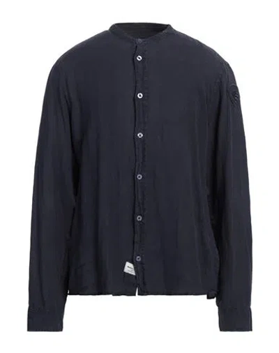 Blauer Man Shirt Navy Size M Linen In Blue