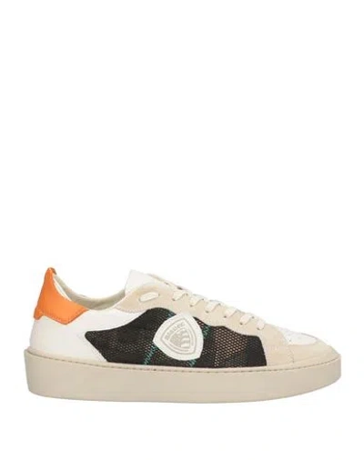 Blauer . Man Sneakers Beige Size 8 Leather, Textile Fibers In Multi