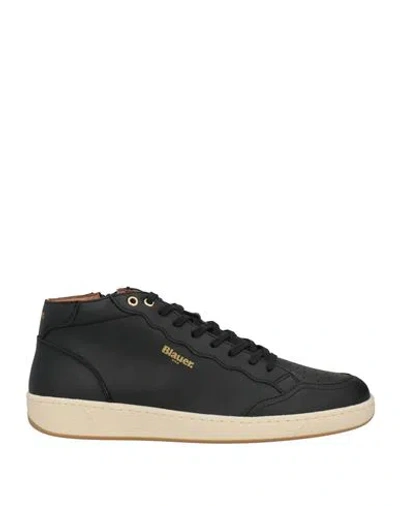 Blauer . Man Sneakers Black Size 9 Leather, Textile Fibers
