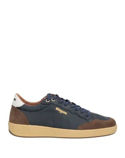 Blauer Man Sneakers Midnight Blue Size 8 Leather, Textile Fibers