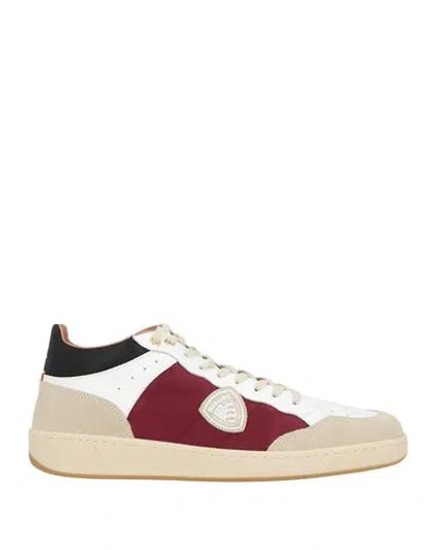 Blauer . Man Sneakers Red Size 9 Leather, Textile Fibers In Multi
