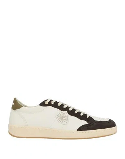 Blauer . Man Sneakers White Size 9 Leather, Textile Fibers