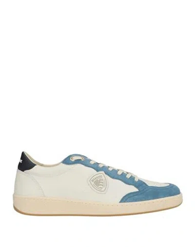 Blauer . Man Sneakers White Size 9 Leather, Textile Fibers In Multi