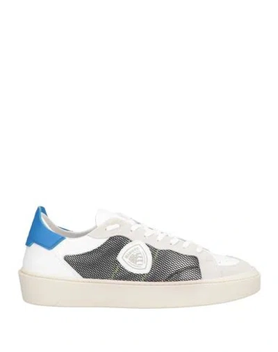 Blauer . Man Sneakers White Size 9 Leather, Textile Fibers In Multi