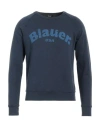 Blauer Man Sweatshirt Navy Blue Size M Cotton In Navy Blue