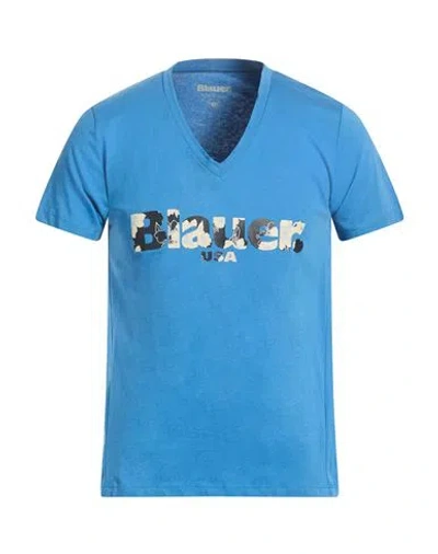 Blauer . Man T-shirt Azure Size L Cotton In Blue