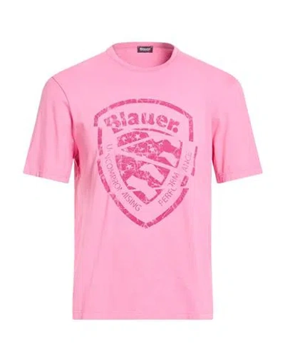 Blauer . Man T-shirt Fuchsia Size M Cotton In Pink