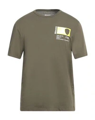 Blauer Man T-shirt Military Green Size Xl Cotton