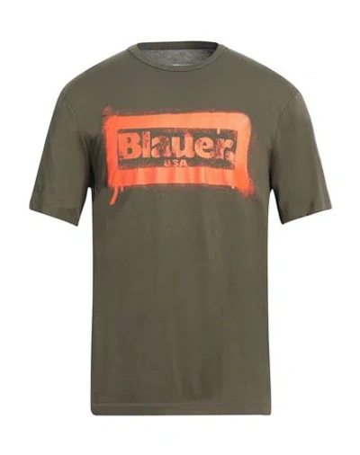 Blauer Man T-shirt Military Green Size Xxl Cotton