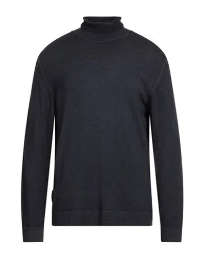 Blauer . Man Turtleneck Midnight Blue Size 3xl Wool In Black