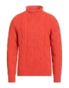 Blauer . Man Turtleneck Orange Size L Wool, Polyamide