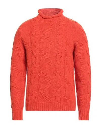 Blauer . Man Turtleneck Orange Size L Wool, Polyamide