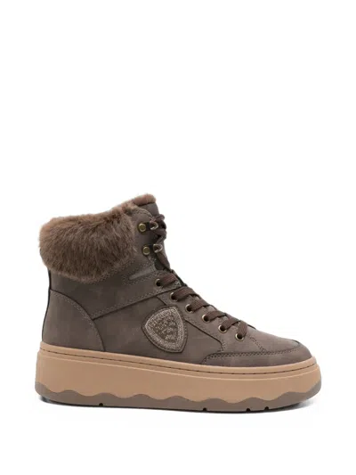 Blauer Maribel 02 Faux-fur Lace-up Ankle Boots In Brown