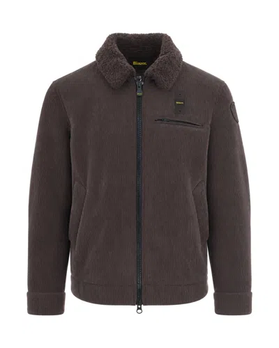 Blauer Men's Corduroy Shearling Collar Jacket In Brown