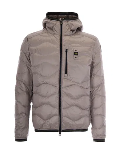 Blauer Men's Hooded Puffer Jacket In Grigio Nebbia