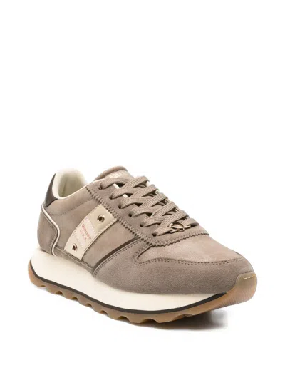 Blauer Mills 01 Logo-plaque Panelled Sneakers In Brown