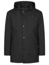 Blauer Minimalist Black Parka With Hood In Black