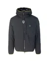 Blauer Monochromatic Light Neoprene Puffer Jacket With Hood And Functional Pockets In Black