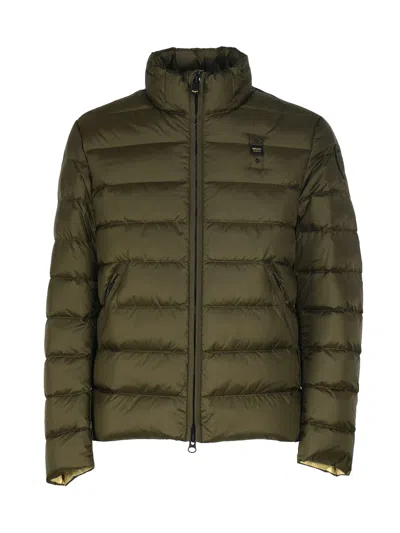 BLAUER NYLON DOWN JACKET WITH STRIPED STITCHING