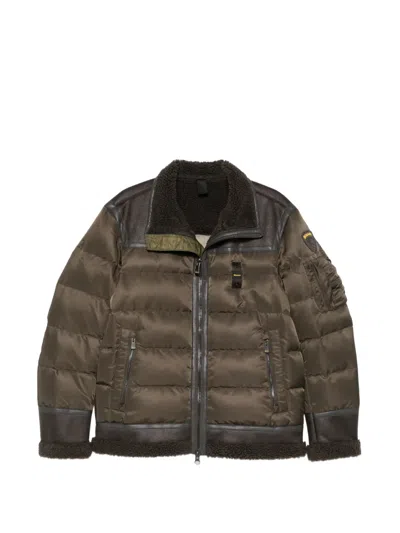 Blauer Organ Quilted Shearling-trim Jacket In Brown
