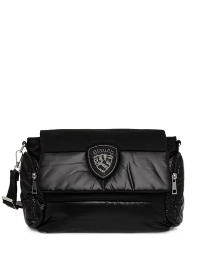 Blauer Padded Crystal-embellished Shoulder Bag In Black
