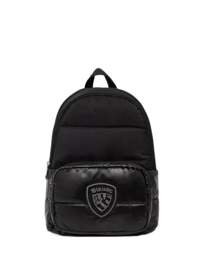 Blauer Padded Logo-patch Backpack In Black