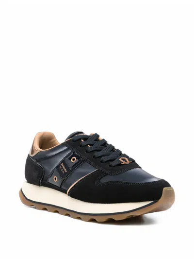 Blauer Panelled Metallic-detail Sneakers In Blue