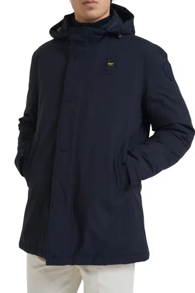Blauer Military-inspired Long Windbreaker For Men In Blue