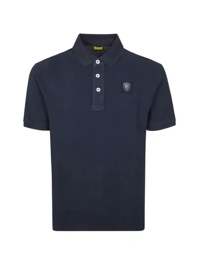 Blauer Piquet Polo Top In Blue