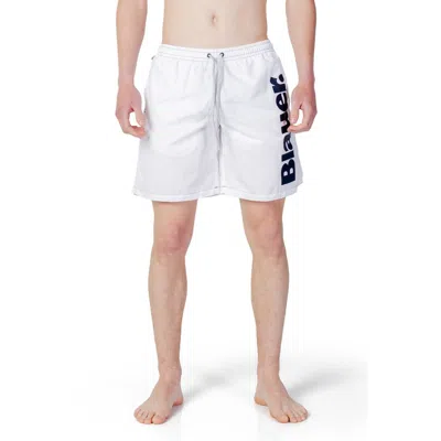 Blauer Polyester Men's Swimwear In White