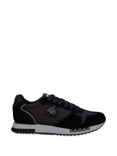 Blauer Queens Logo-patch Sneakers In Black